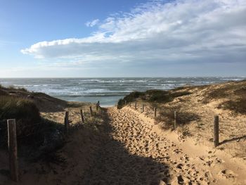 Scenic view of beach against sky