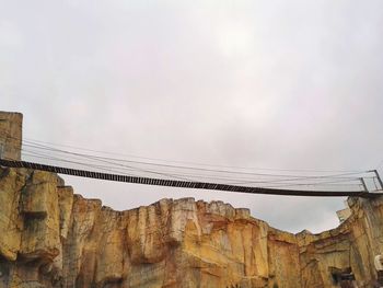 Low angle view of rock formation against sky