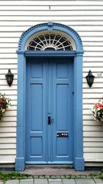 Closed door of building