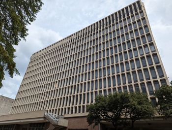 Brutalist architectural in downtown austin texas.