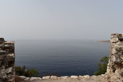 Scenic view of sea against clear sky