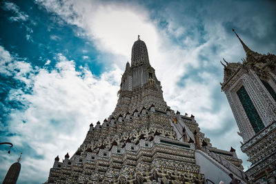 Low angle view of temple building against sky