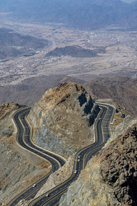 Saudi arabia, mecca, taif, aerial view of al hada road