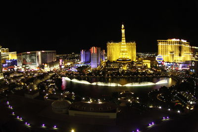 View of illuminated city at night