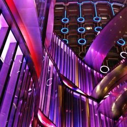 Low angle view of illuminated staircase in building