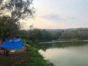 Scenic view of lake against sky