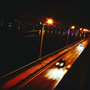 Light trails on street at night