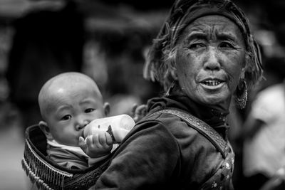 Portrait of cute baby outdoors