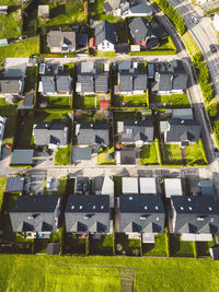 High angle view of buildings in city