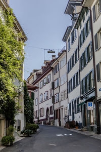 Street in city against clear sky