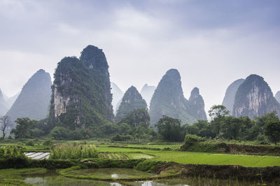 Scenic view of mountains against sky