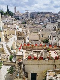 High angle view of townscape against sky