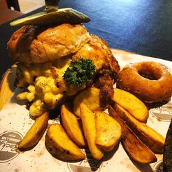 High angle view of meal served in plate