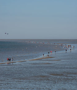 High angle view of people on beach