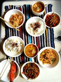 High angle view of food served in plate