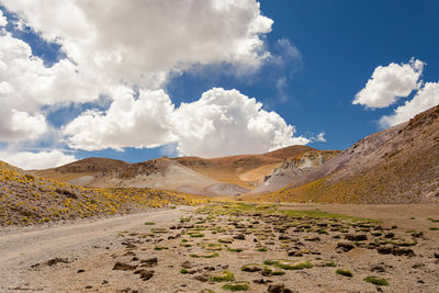 Panoramic view of landscape and mountains against sky