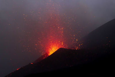 Etna eruption with lava explosion
