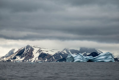 Scenic view of frozen sea against sky