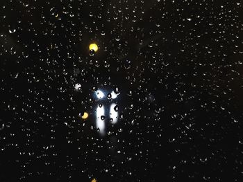 Close-up of raindrops on glass window