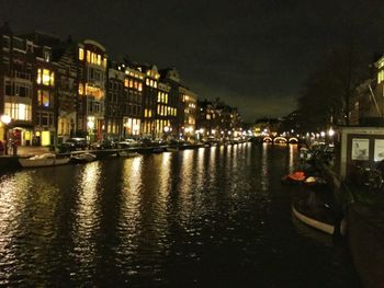 Reflection of illuminated buildings in water