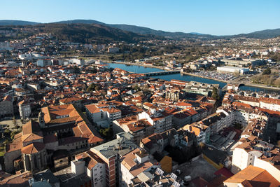 High angle view of townscape against sky