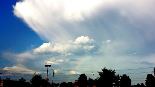 Low angle view of silhouette tree against blue sky