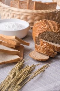 Close-up of ice cream in basket on table
