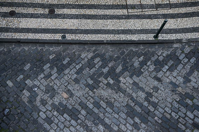High angle view of cobblestone street