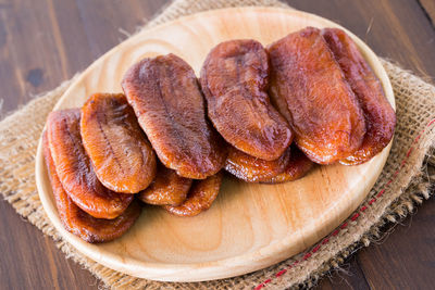 High angle view of bread on table