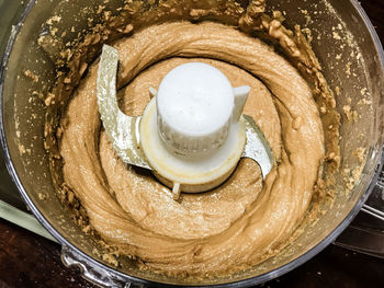 High angle view of ice cream in bowl