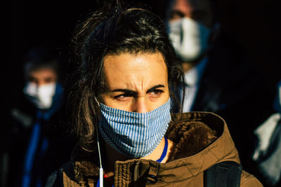 Portrait of young woman in winter