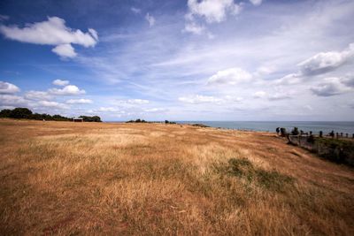 Scenic view of landscape against cloudy sky