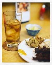 Close-up of drink in glass on table