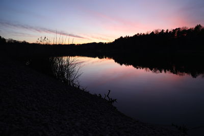 Scenic view of lake during sunset