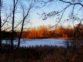 Scenic view of lake against sky