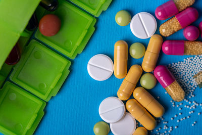 Directly above shot of pills on table