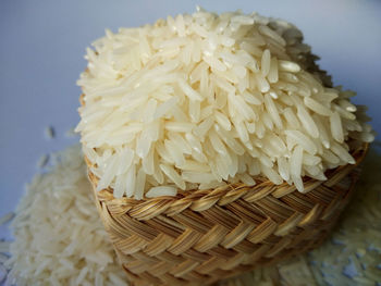 High angle view of bread in container on table