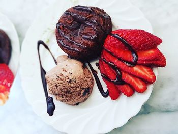 Close-up of dessert in plate on table