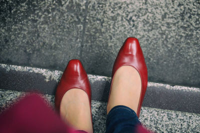 Directly above shot of womans feet