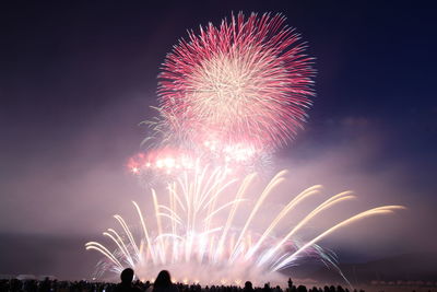 Firework display at night