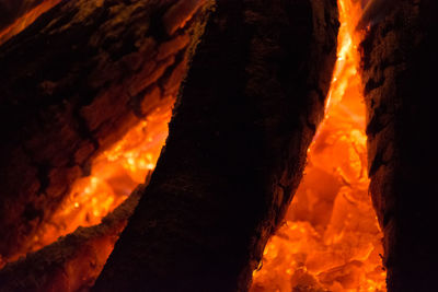 Close-up of bonfire against sky at night