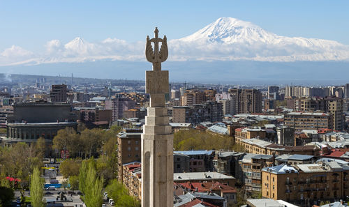 View of the majestic mount ararat from yerevan, armenia.