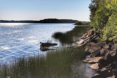 Scenic view of lake against sky