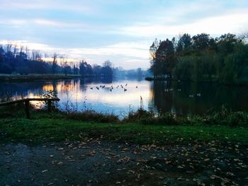 Scenic view of lake against sky