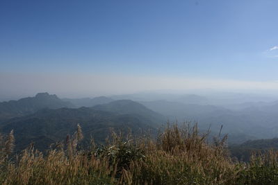 Scenic view of mountains against clear sky