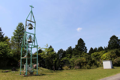 Trees in park against blue sky