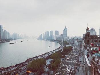 Aerial view of city during winter