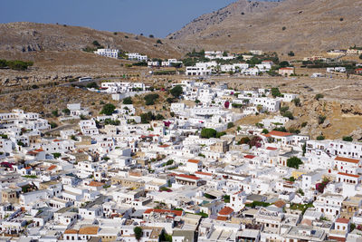 High angle view of townscape against sky