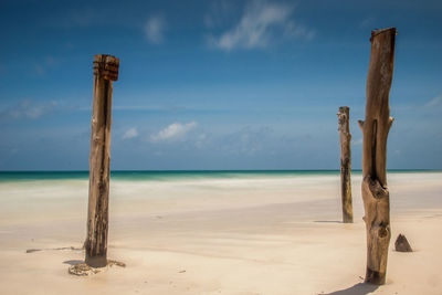 Scenic view of beach against sky