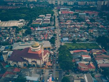 High angle view of buildings in city